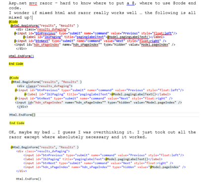 mixed razor and html (a little beyond the simple examples you find at w3 school)